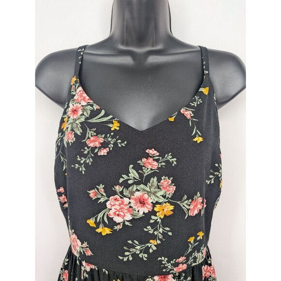Old Navy Floral Midi Cami Dress Women Size XL Smocked Pockets Cottage Whimsigoth - Picture 3 of 10
